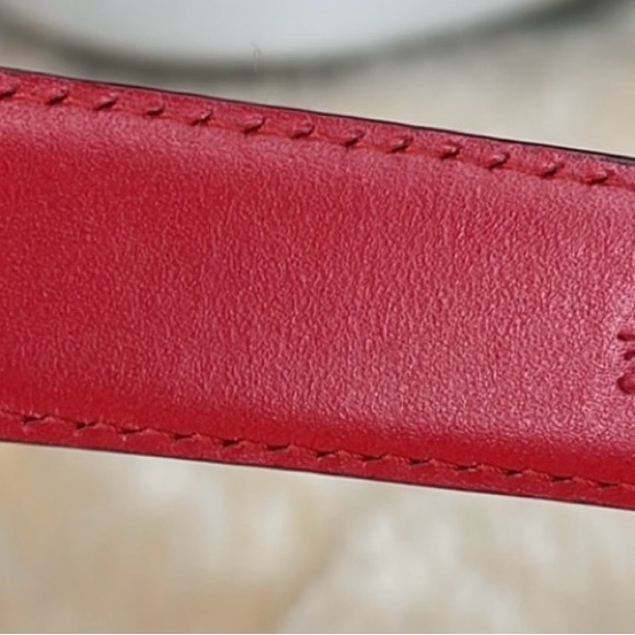 LOUIS VUITTON RED EPI LEATHER CEINTURE 85 GOLD BUCKLE BELT - Picture 4 of 7